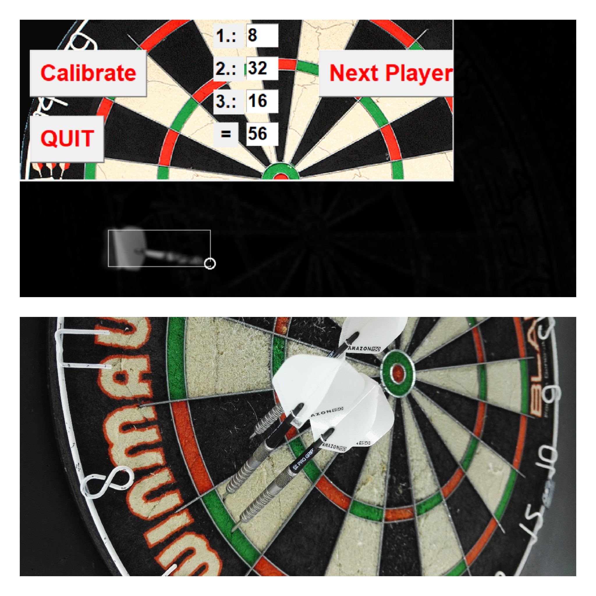 opencv-steel-darts Automatic scoring system for steel darts using OpenCV, a Raspberry Pi 3 Model B and two webcams.